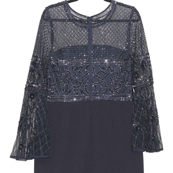 Adrianna Papell Navy Gorgeous Beaded Formal Maxi Dress Size 14 - Picture 7 of 8